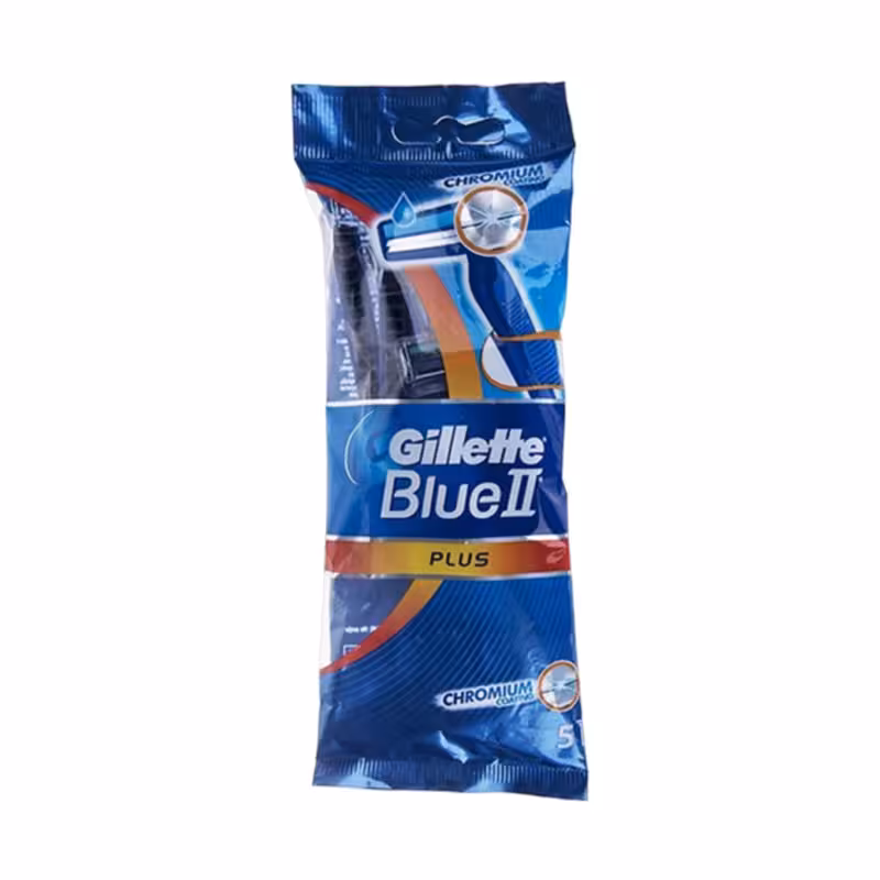 ژیلت پفکی مردانه 2 لبه مدل Blue 2 Plus بسته 5 عددی (اصل) برند Gillette