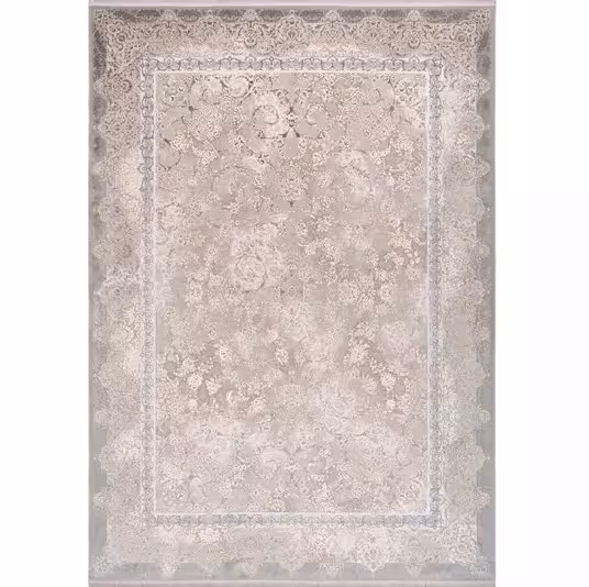 فرش طرح 10LA0180 نسکافه ای 1500 شانه گل ابریشم