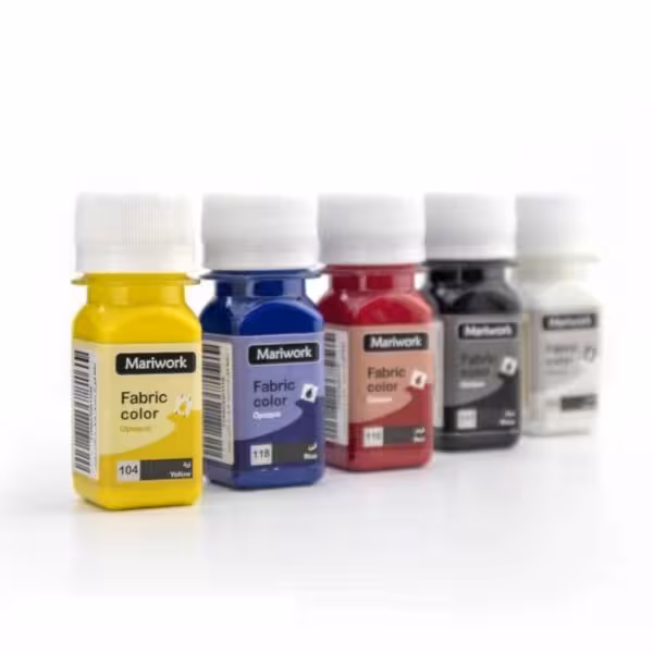 رنگ پارچه ماری ورک | ست 5 رنگ 30 میل | شامل رنگ های اصلی   سیاه، سفید