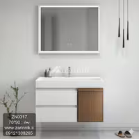 آینه و روشویی سرامیکی مدرن رنگ سفید برند زرین نیک کد ZN0317