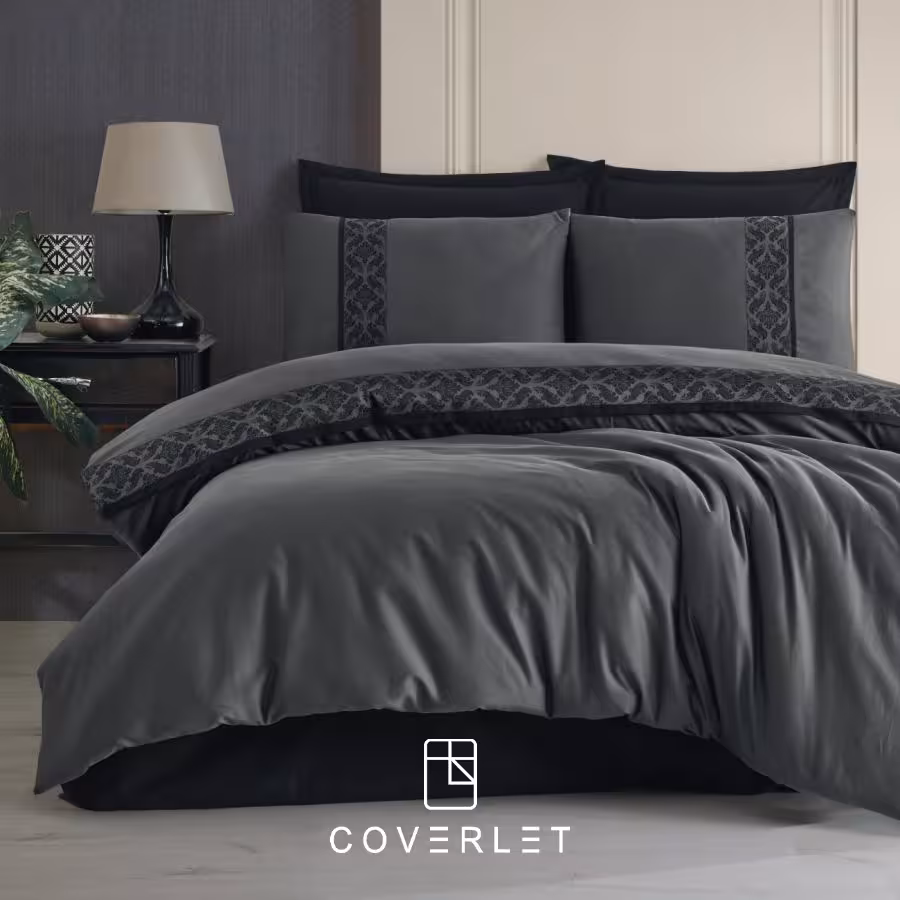 روتختی ذغالی نوار‌دار کاوری دونفره مدل Nienna