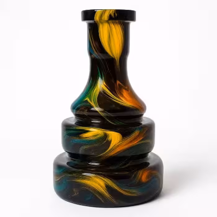 شیشه قلیان سه پله ای آبرنگی