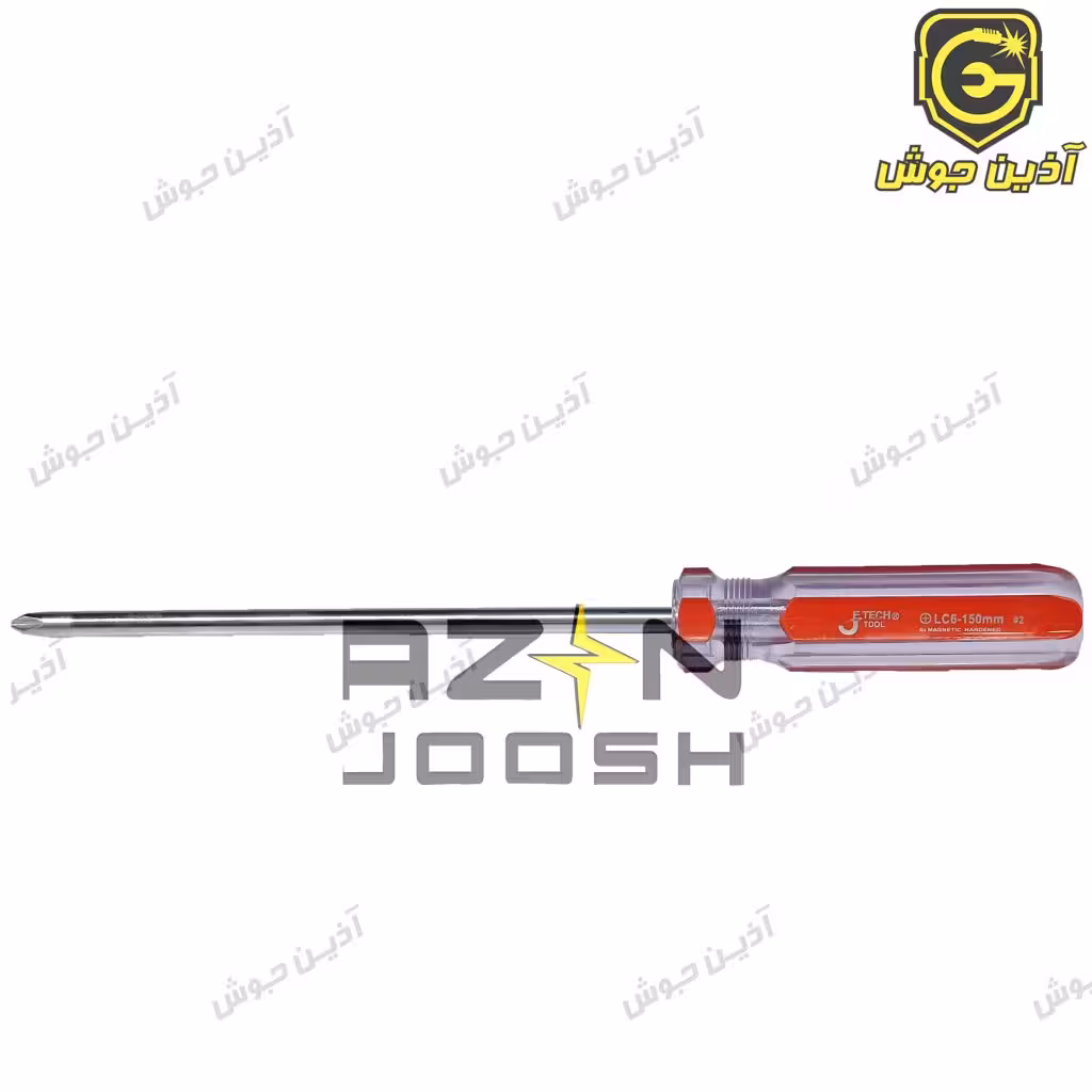پیچ گوشتی چهارسو 150*6 دسته کریستالی جی تک JeTech