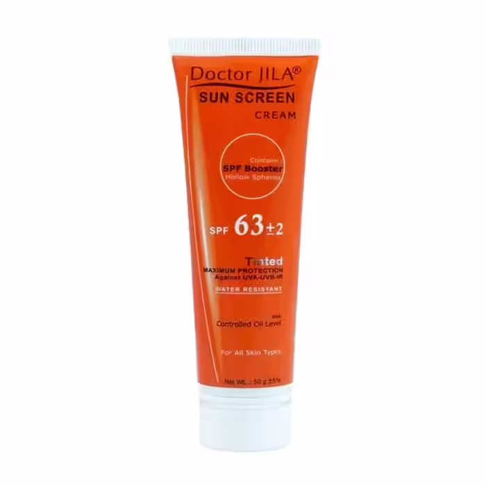 کرم ضدآفتاب دکتر ژیلا SPF 63 رنگی مناسب انواع پوست وزن 50 گرم