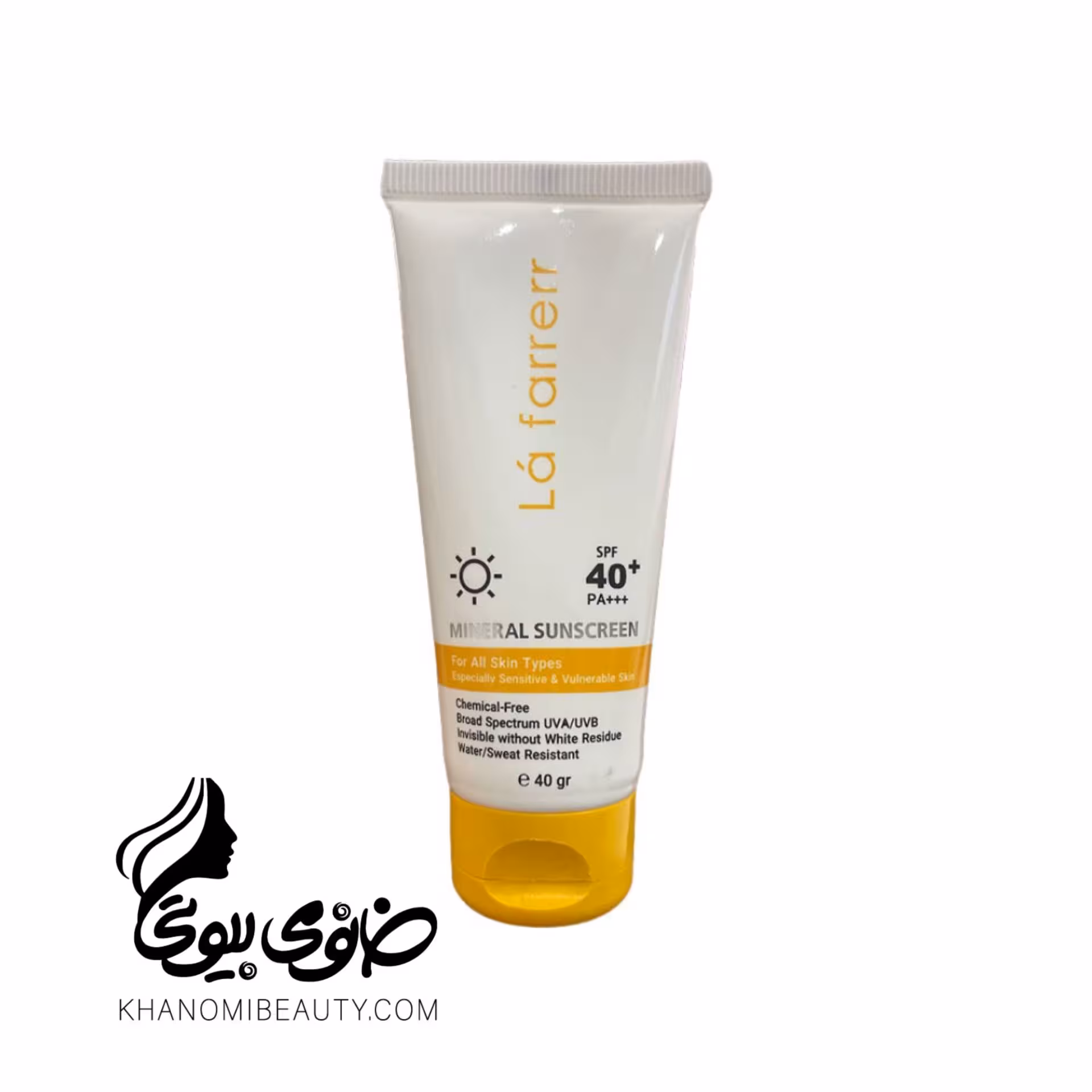 کرم ضد آفتاب مینرال انواع پوست SPF40 بی رنگی 40 میل لافارر