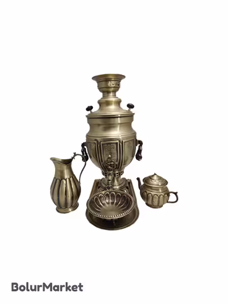 سرویس سماور ذغالی انتیک مدل استوانه اینه 10 لیتر