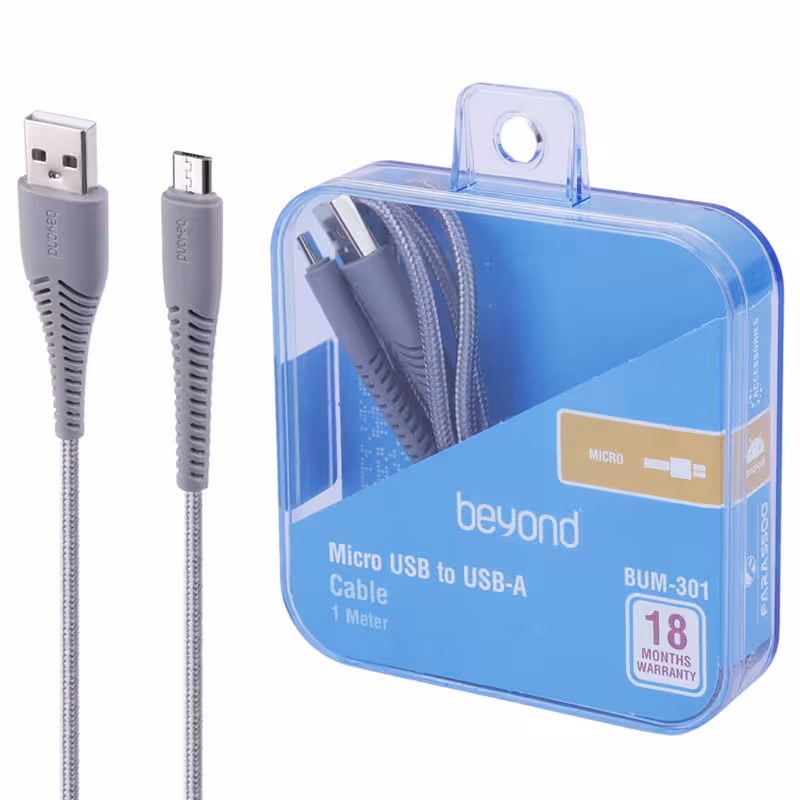 کابل میکرو یو اس بی فست شارژ Beyond BUM-301 2.1A 1m