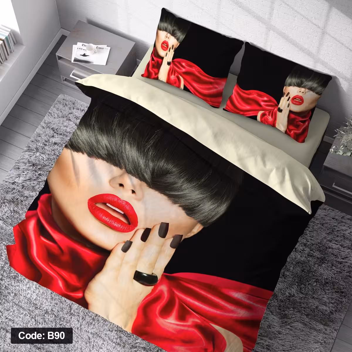 ست 6 تکه روتختی مخمل ضد لک ترک طرح بزرگسال کد 90