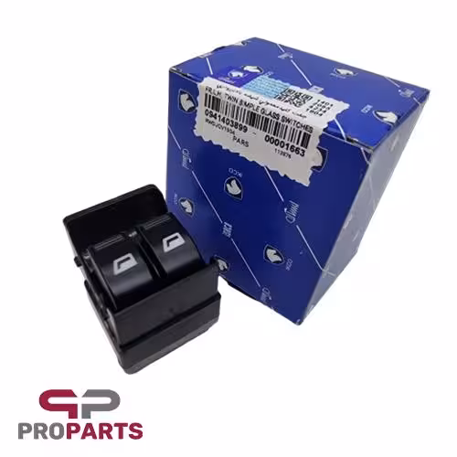 کلید شیشه بالابر 2 پل با نور زرد سمت چپ شرکتی ایساکو مناسب برای پژو پارس