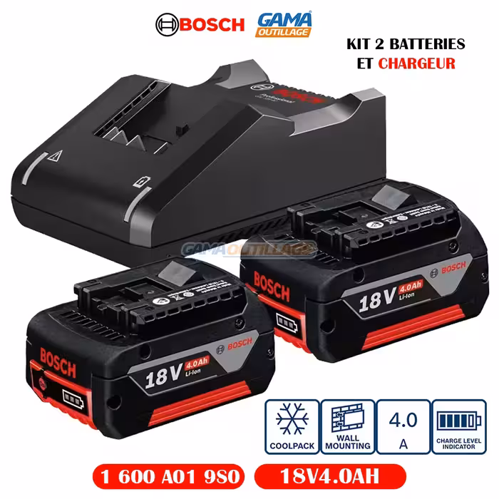 ست کامل باتری  18 ولت 4.0 آمپری و شارژر بوش – PACK 4A.H
