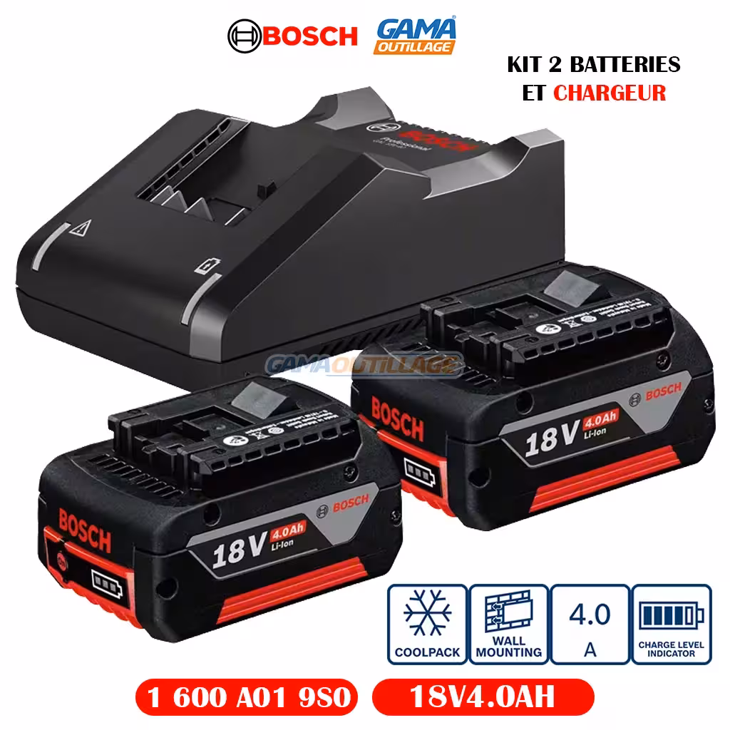 ست کامل باتری 18 ولت 40 آمپری و شارژر بوش – PACK 4AH