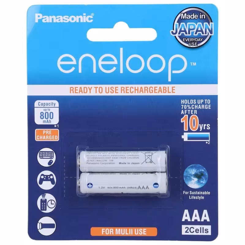 باتری نیم قلمی شارژی Panasonic Eneloop پک دوتایی