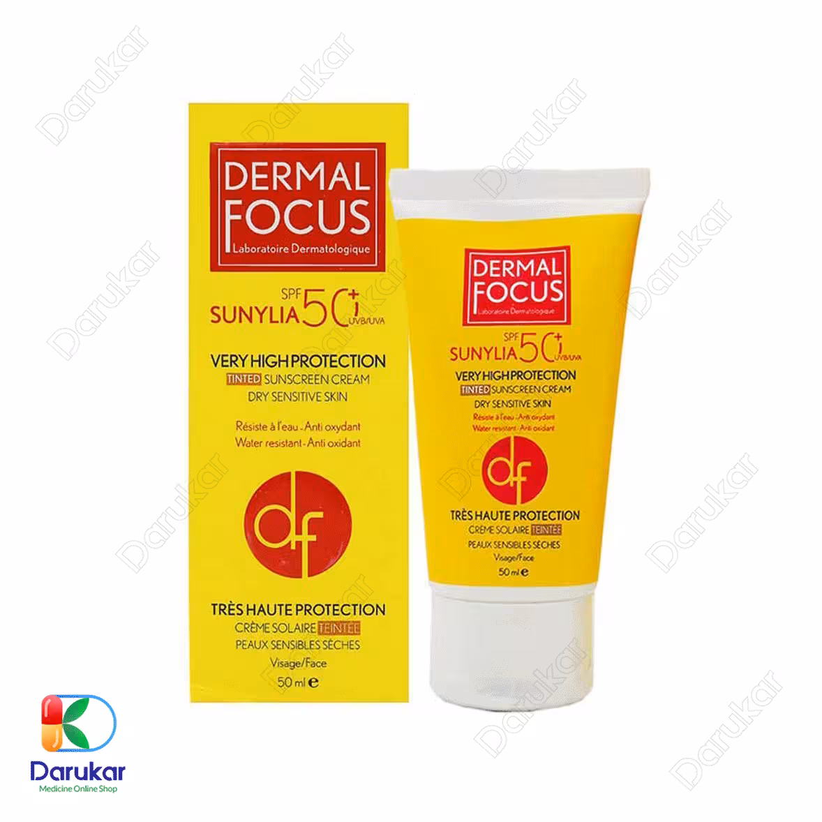 کرم ضد آفتاب رنگی درمال فوکوس مدل سانیلیا SPF50
