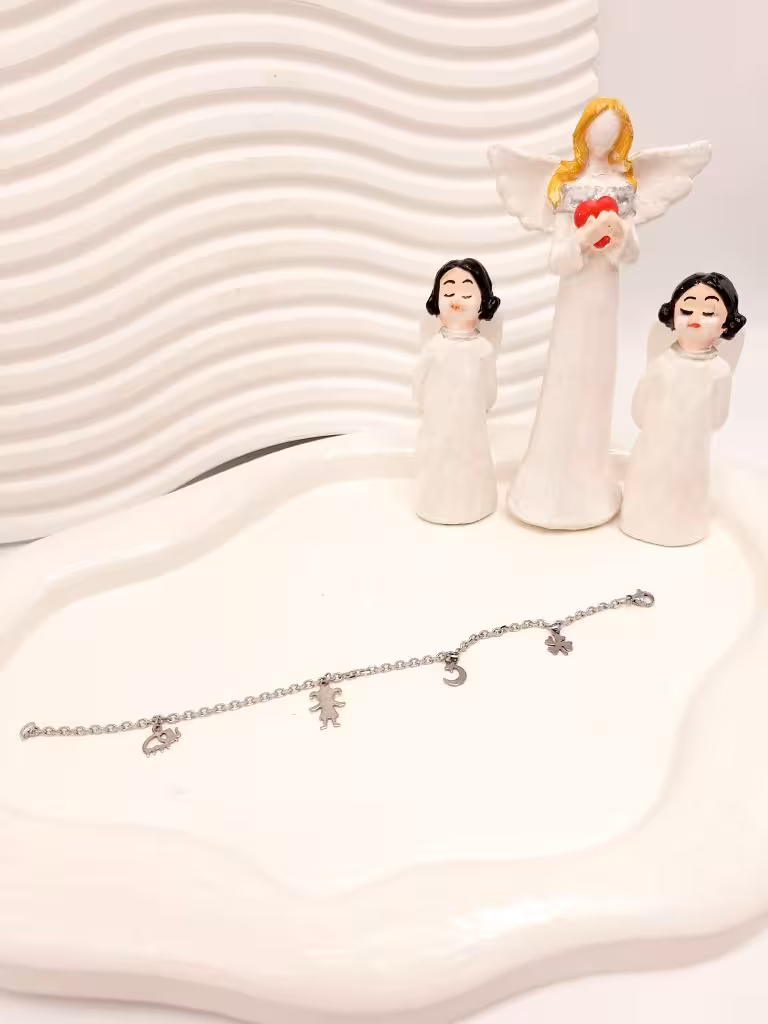 دستبند زنجیری طرح ماه استیل