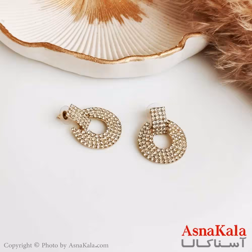 گوشواره مجلسی زنانه استیل مدل گرد  کد GSH15283W