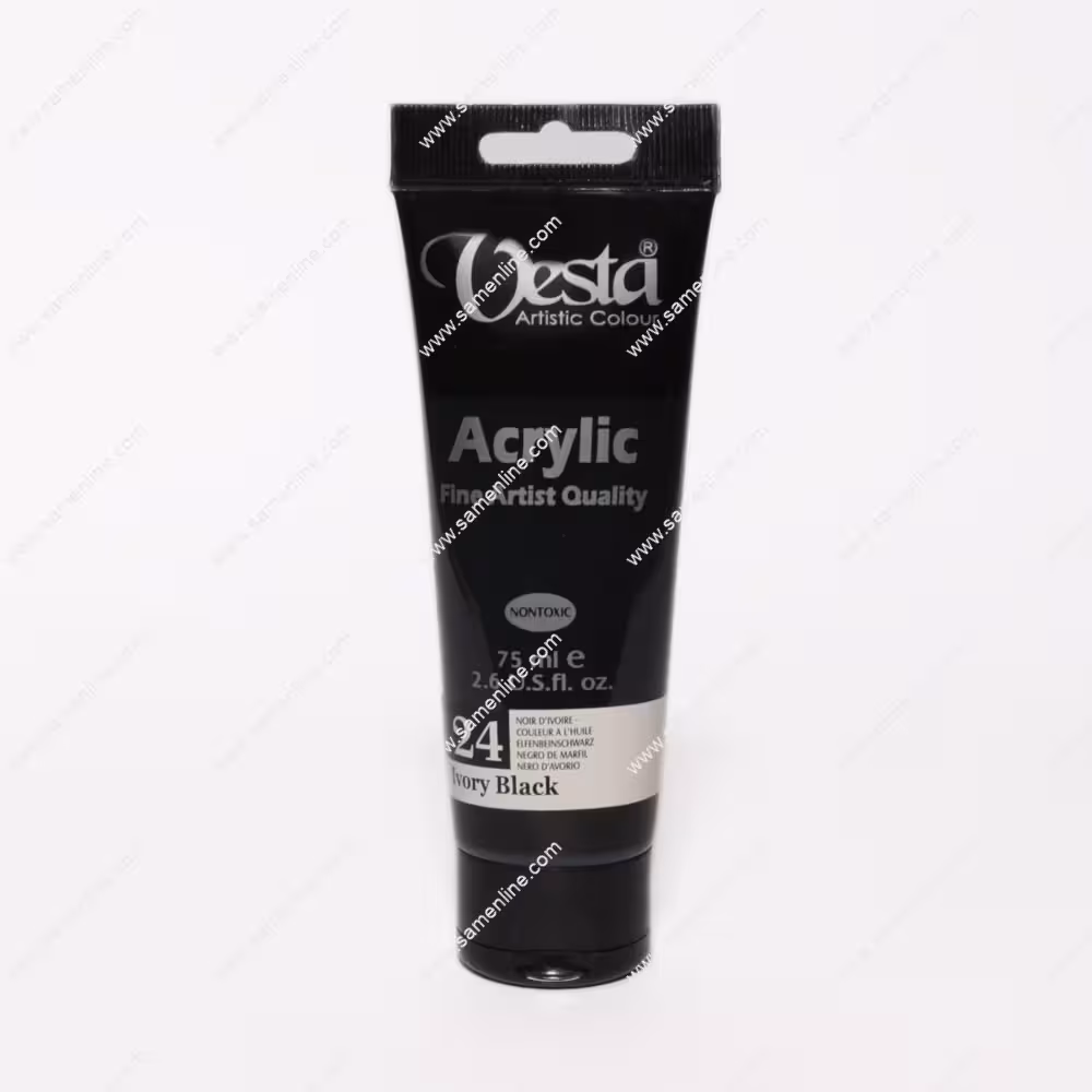 رنگ اکریلیک تک رنگ وستا 75 میلی لیتری کد Ivory Black 24