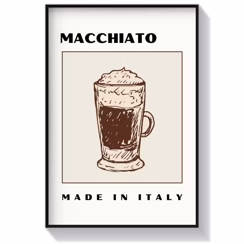 تابلو دکوراتیو کافه طرح ماکیاتو سبک نقاشی