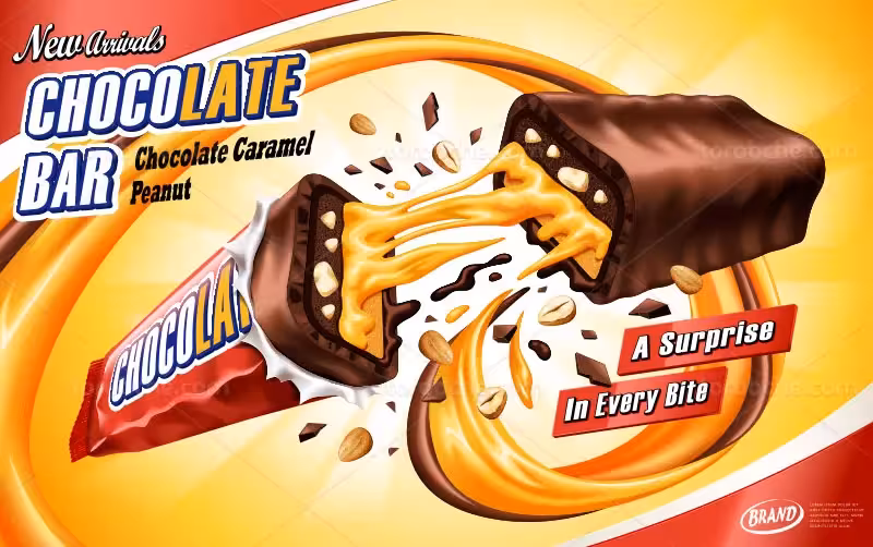 وکتور بنر تبلیغاتی شکلات | گرافیک با طعم تربچه