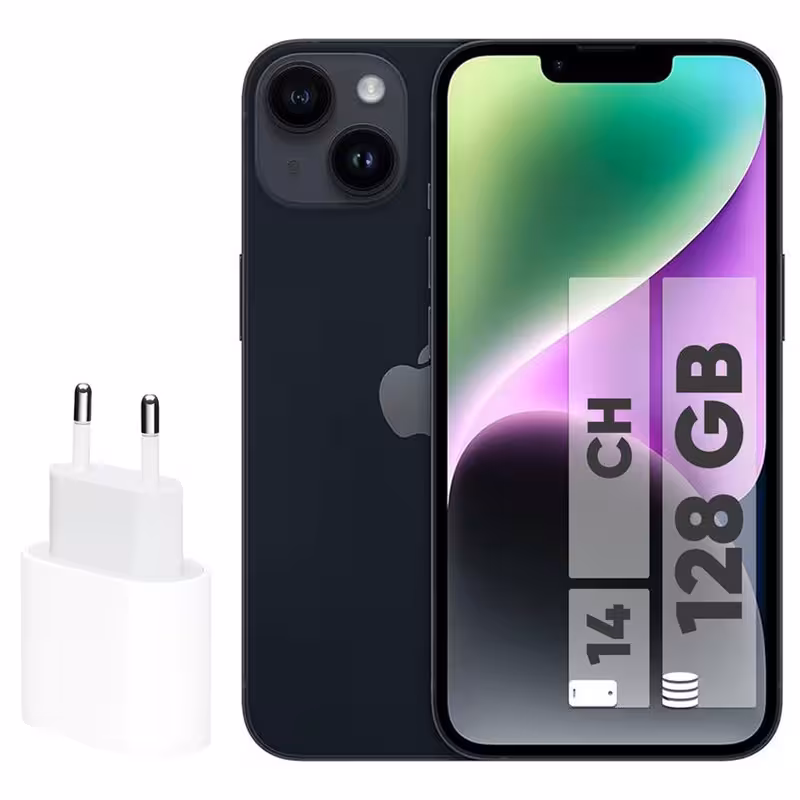 گوشی موبایل اپل مدل iPhone 14 CH دو سیم کارت ظرفیت 128 گیگابایت و رم 6 گیگابایت - به همراه شارژر 20 وات اپل