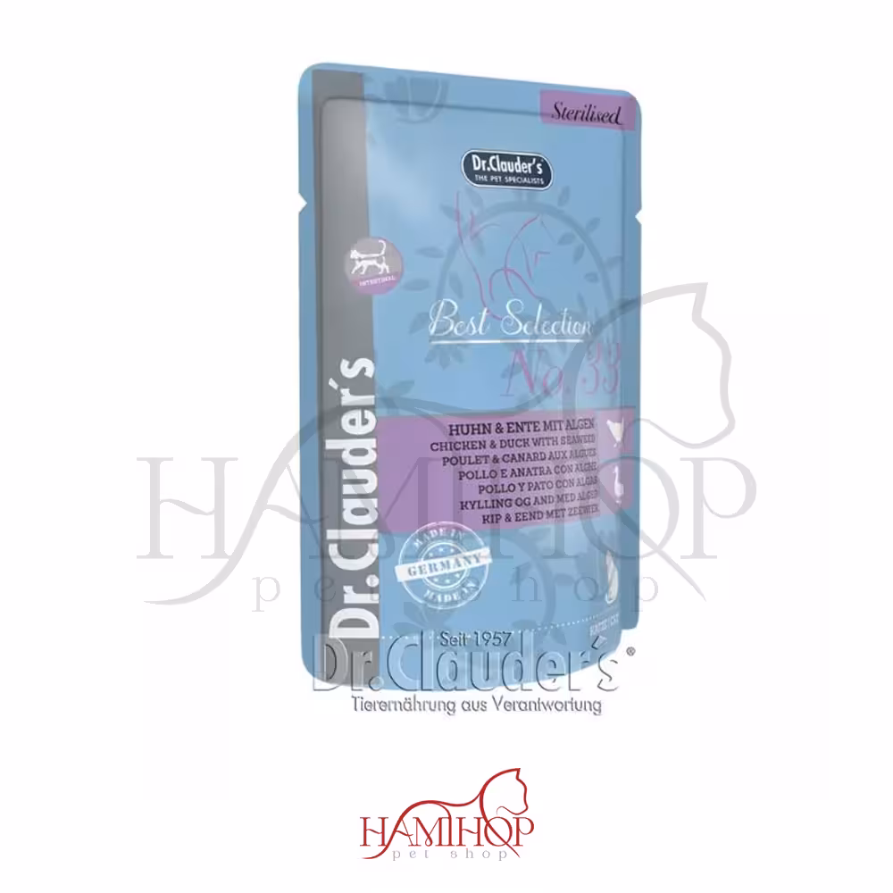 پوچ گربه بالغ عقیم شده دکتر کلادرز با طعم گوشت مرغ و اردک 85گرم Dr Clauder´s duck,chicken