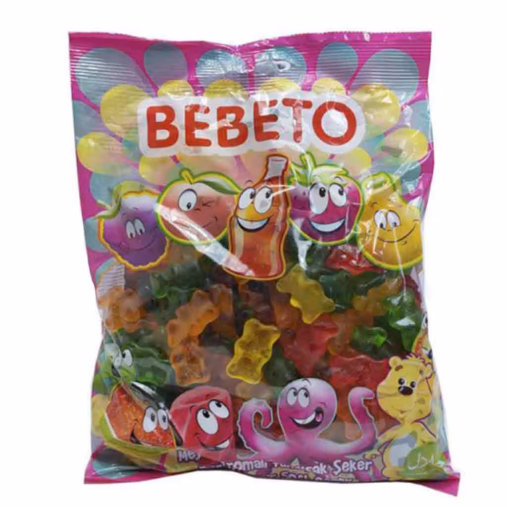 پاستیل مخلوط میوه ای ببتو Bebeto با طرح خرسی درشت 1000 گرم