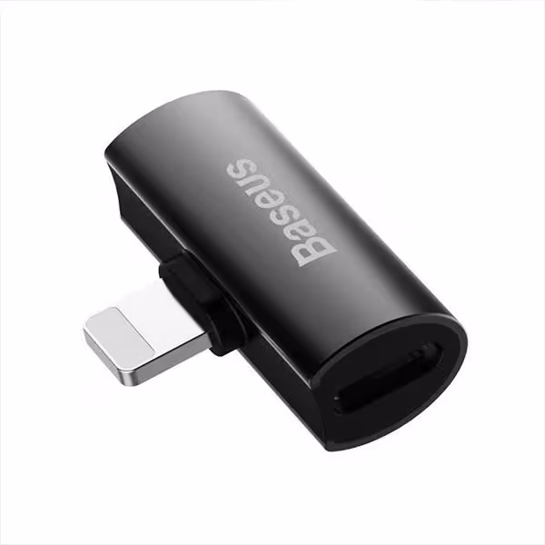 مبدل دومنظوره اتصال شارژ و هندزفری iP به iP بیسوس Baseus iP Male to Dual iP Female Adapter L46 CAL46-01