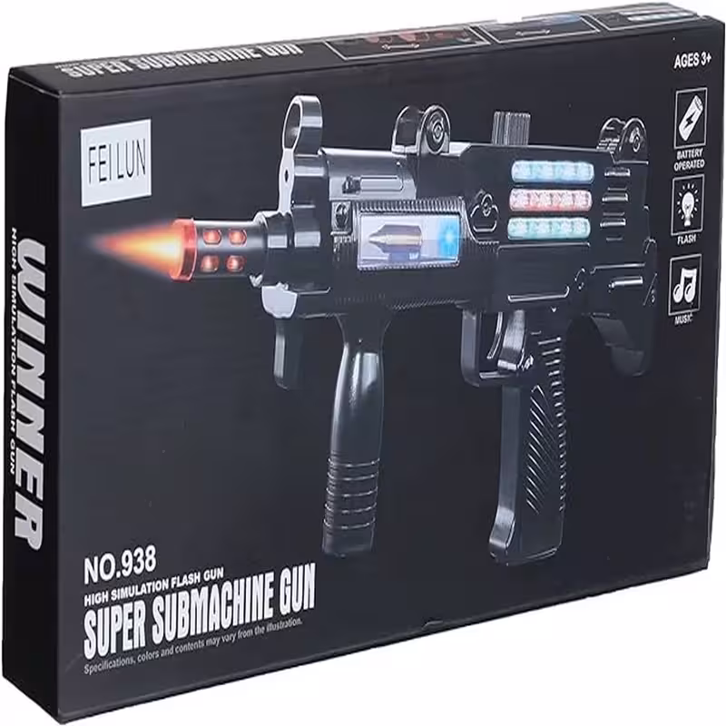 اسباب بازی تفنگ مسلسل موزیکال چراغدار مدل 938 جعبه دار مناسب هدیه