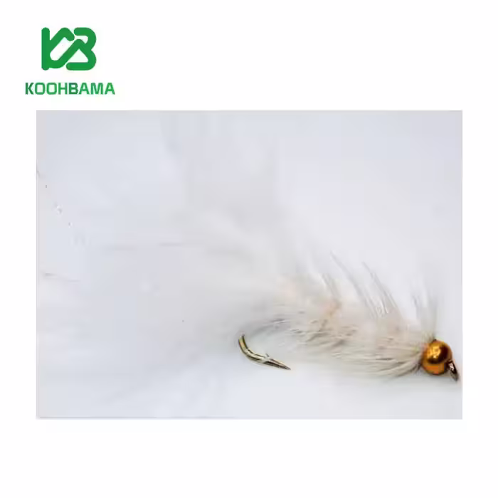پشه فلای وولی باگر سفید بیت هد Wooly Bugger Beadhead – White