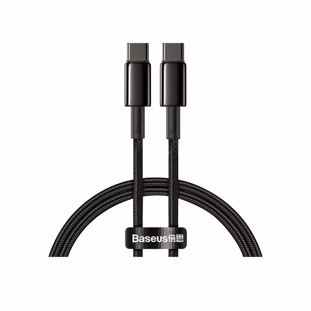 کابل تایپ سی به تایپ سی بیسوس مدل Baseues Cable Tungsten Gold Cable CATWJ-01 طول 1 متر و با توان 100W
