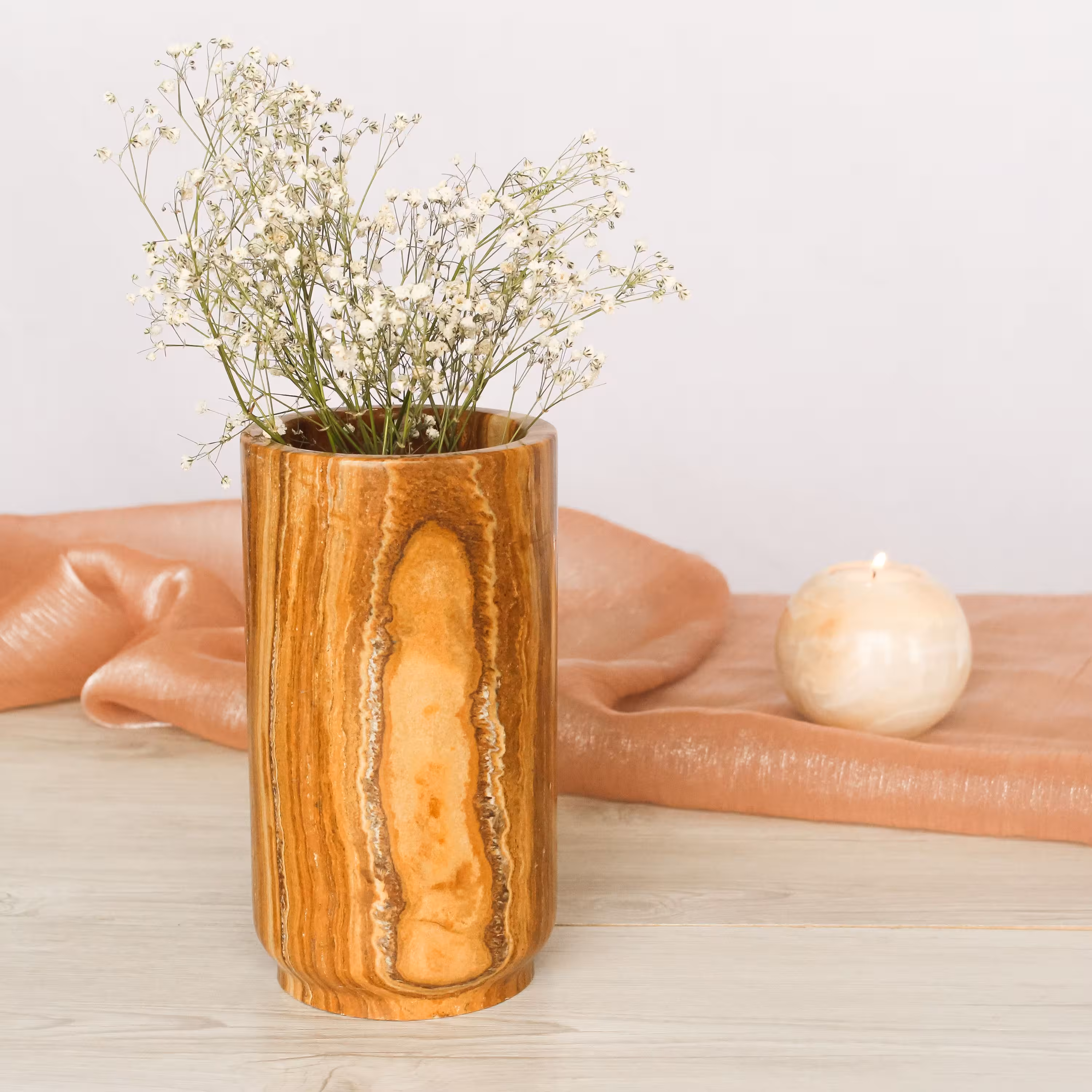 گلدان سنگی رنگ خاص قهوه ای -قطر 10 وارتفاع 18