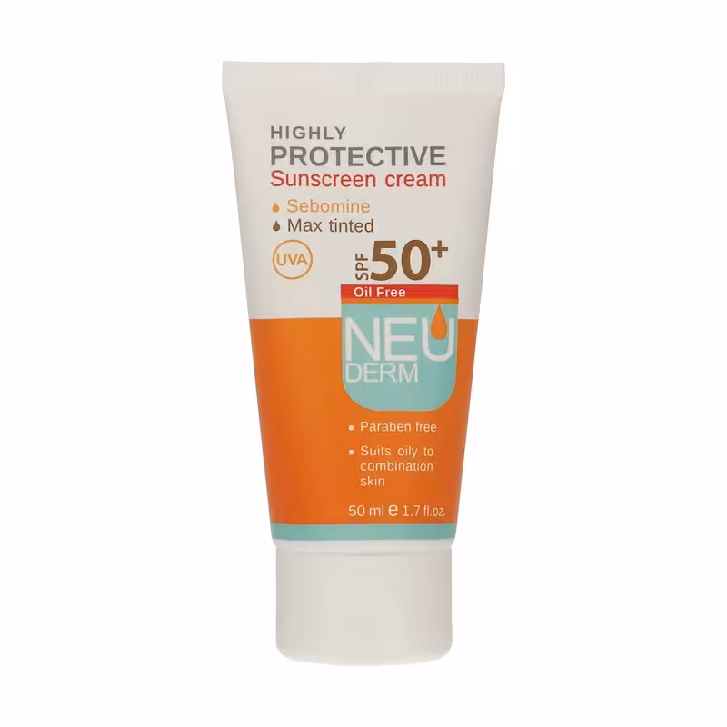 ضد آفتاب SPF50  فاقد چربی رنگی تیره 50ML نئودرم