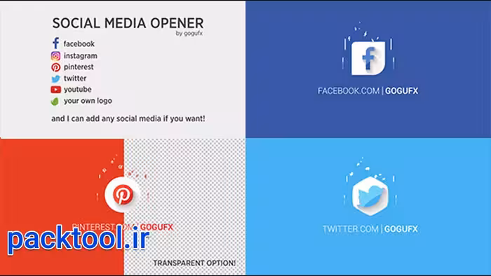 پروژه آماده افتر افکت اوپنر شبکه های اجتماعی Social Media Opener - پک تول