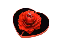 باکس و جعبه انگشتر شکل قلب باز شونده دارای گل و جلوه چرخشی