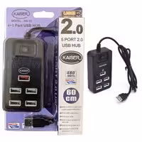 هاب 5 پورت کلیددار با کابل 60 سانتی متری ورودی آداپتور Kaiser KH-15