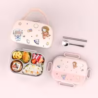 لانچ باکس و ظرف غذا استیل یک طبقه همراه با کیف