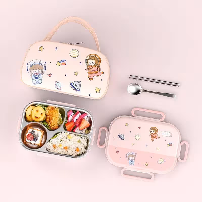 لانچ باکس و ظرف غذا استیل یک طبقه همراه با کیف