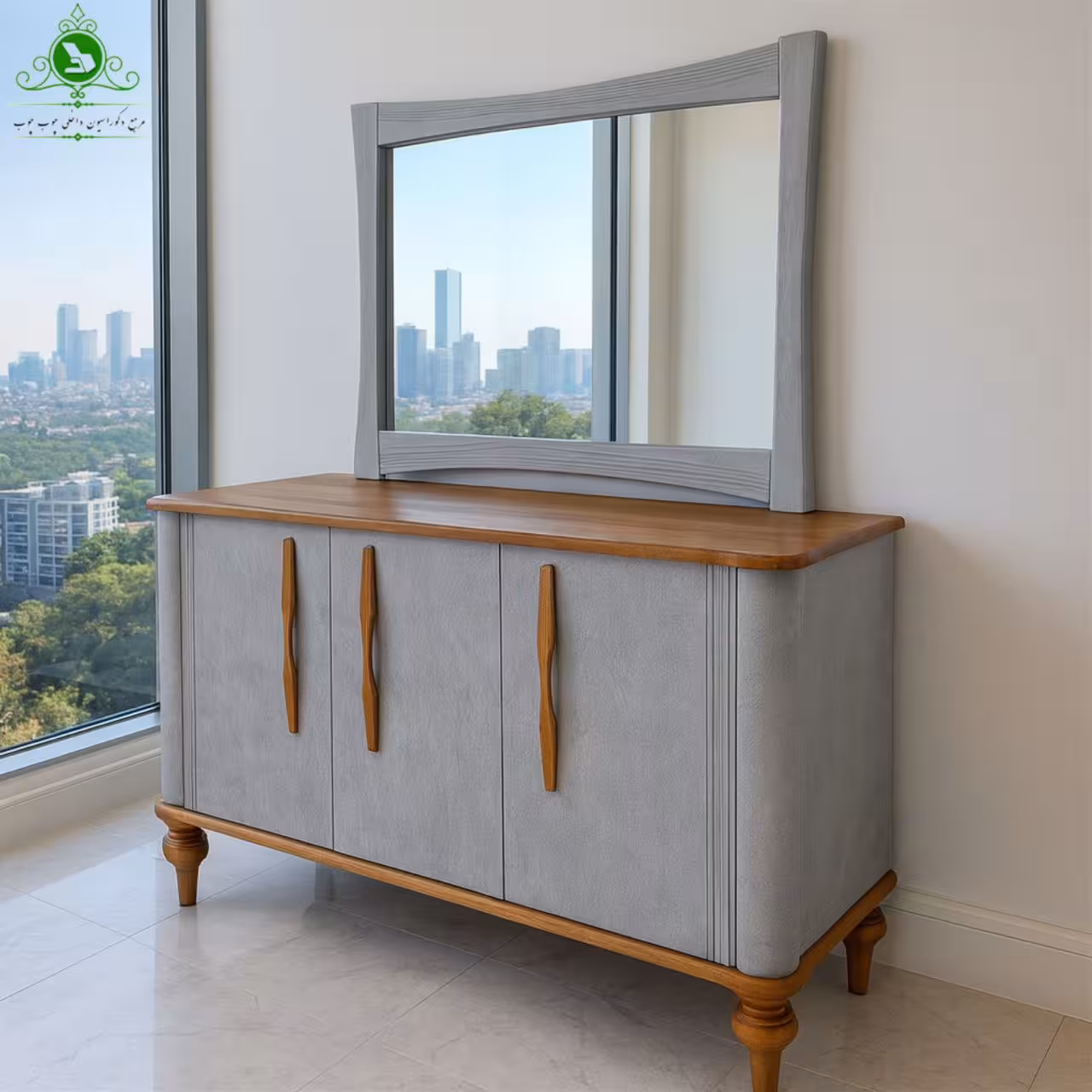 آینه و کنسول MDF وکیوم مدل انزو نیو