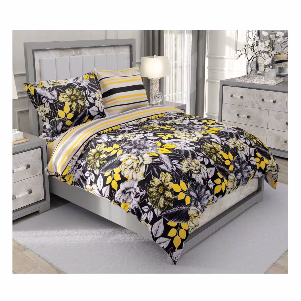 سرویس روتختی یک نفره کارینا مدل ساتین پنبه 4 تکه کد 65