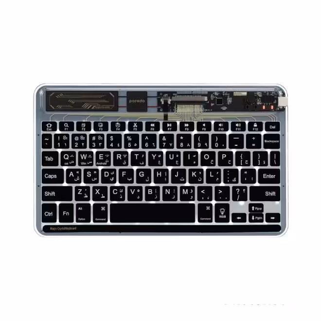 کیبورد شیشه ای کوچک پورودو مدل PORODO CRYSTAL SHELL ULTRA SLIM KEYBOARD