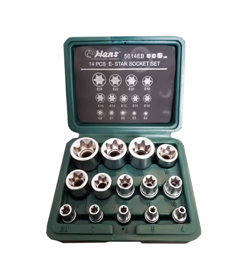جعبه بکس 14 پارچه E هنس درایو 1/2 ، 3/8 و 1/4 مدل 5614E تایوان