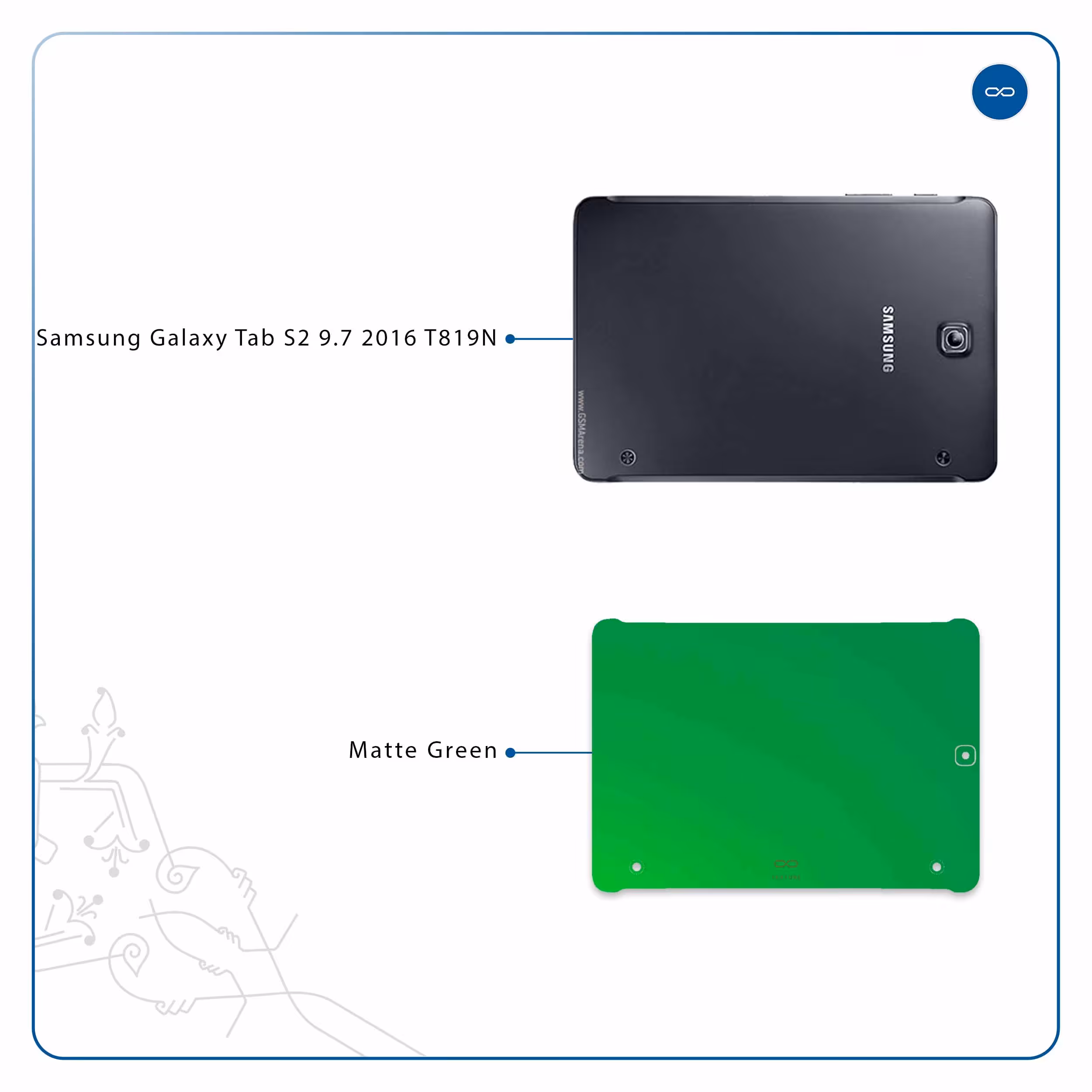 برچسب پوششی ماهوت مدل Matte-Green مناسب برای تبلت سامسونگ Galaxy Tab S2 9.7 2016 T819N