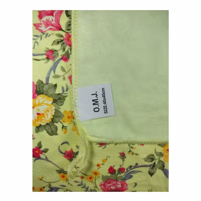 حوله دستی او.ام.جی مدل باغ گل سایز 40×40 سانتی متر بسته 2 عددی