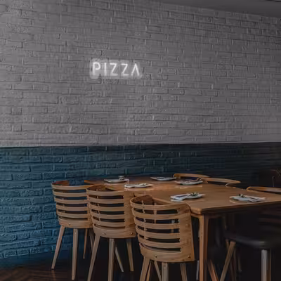 چراغ دیواری نئون دیزاین طرح Pizza-Text_WHT