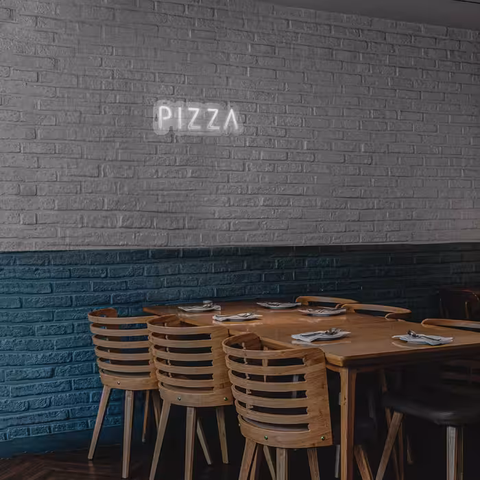 چراغ دیواری نئون دیزاین طرح Pizza-Text_WHT