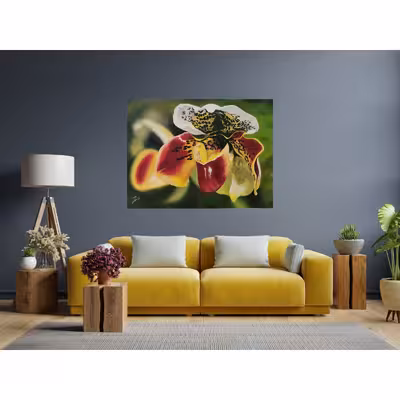 تابلو نقاشی رنگ روغن طرح گل میمون کد 04