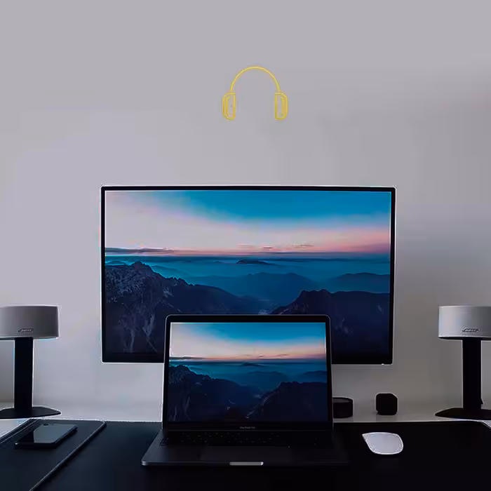 چراغ دیواری نئون دیزاین طرح Headphone_YL