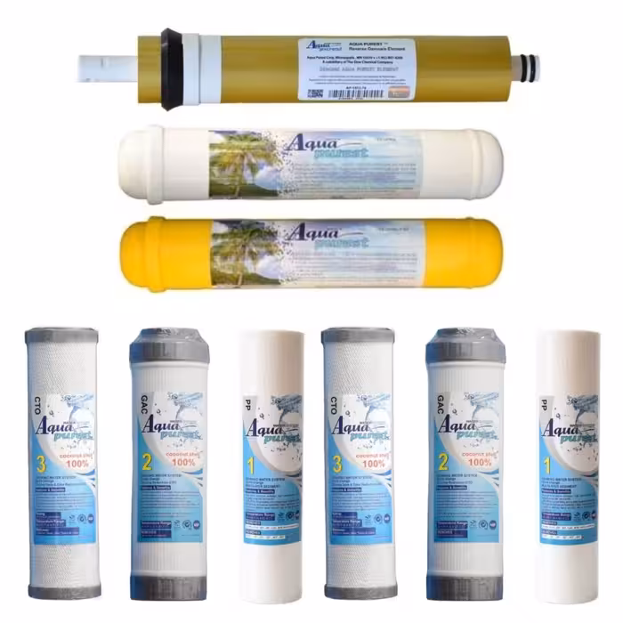 فیلتر دستگاه تصفیه آب آکوا پیورست مدل CZ 9060 RO NEW مجموعه 8 عددی به همراه فیلتر تصفیه مدل ممبران