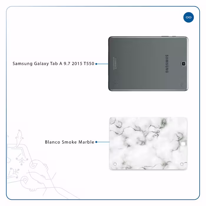 برچسب پوششی ماهوت مدل Blanco-Smoke-Marble مناسب برای تبلت سامسونگ Galaxy Tab A 9.7 2015 T550