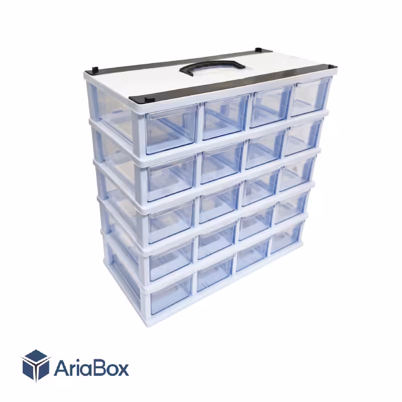 کشو ابزار و قطعات 20 کشو 5 طبقه سفید قنادپلاست مدل B5