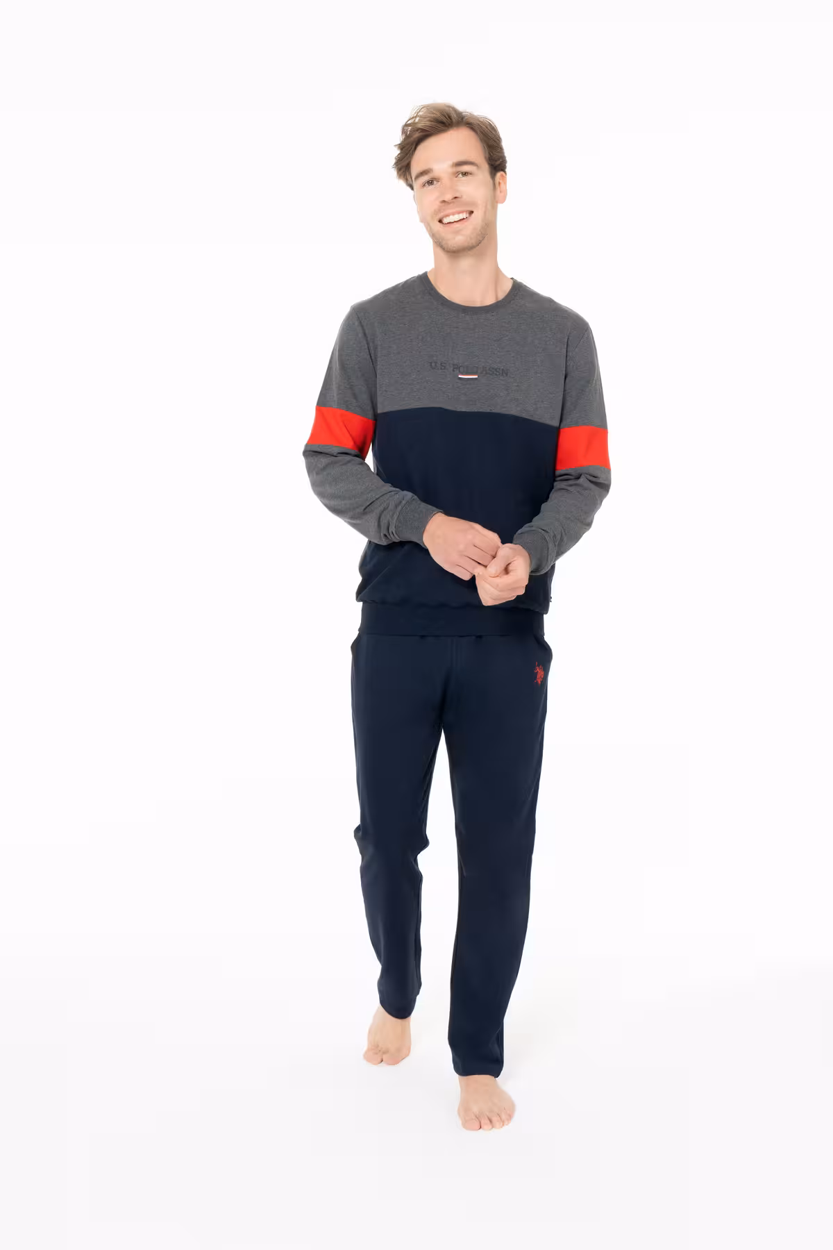 ست پیژامه مردانه مجموعه لباس خواب بلوک رنگ مردان ANTHRACIT BYNVA18F93O0 XANT U.S. Polo Assn.